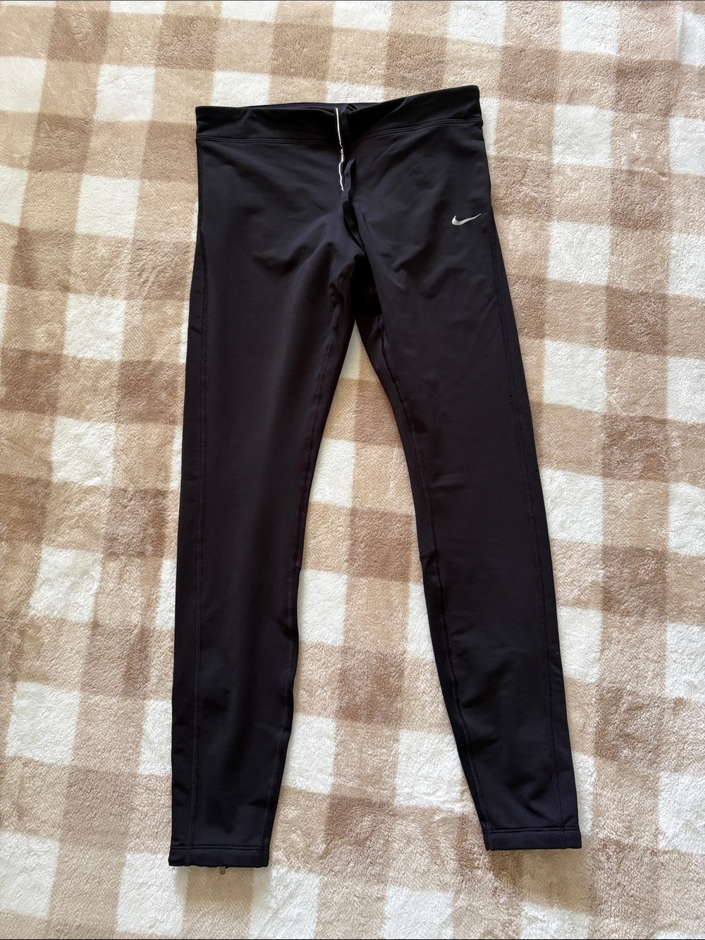 Nike Dri Fit Active Running Leggings Black Drawstring EUC M